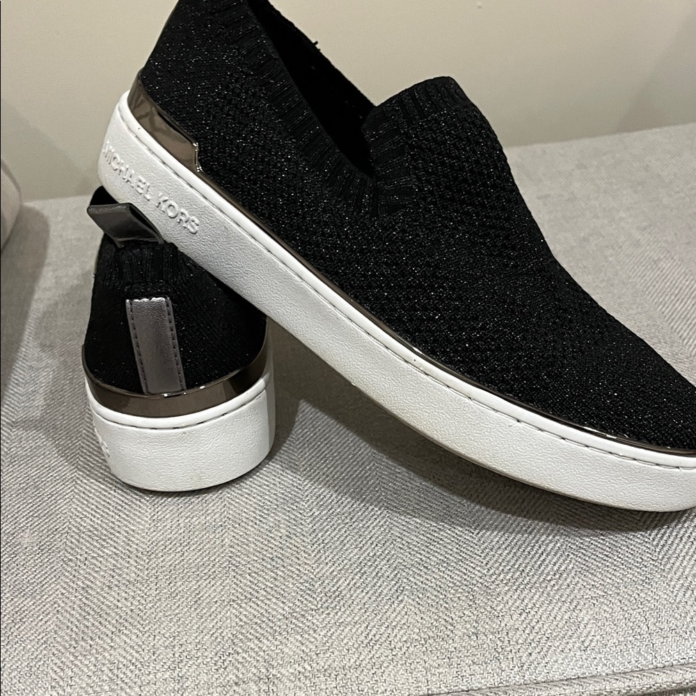 Michael Kors Black Knit Slip-On Sneakers